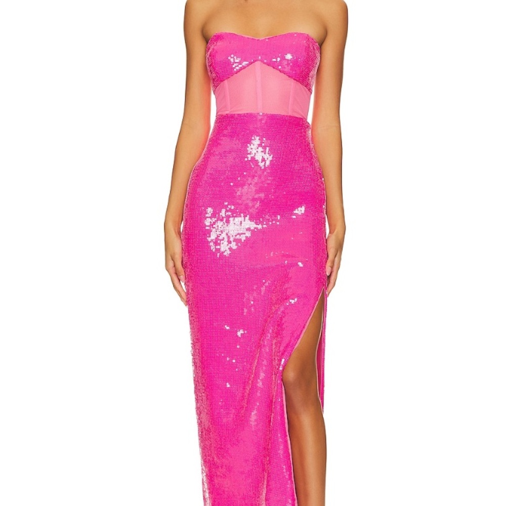 Pink Sequin Strapless Gown